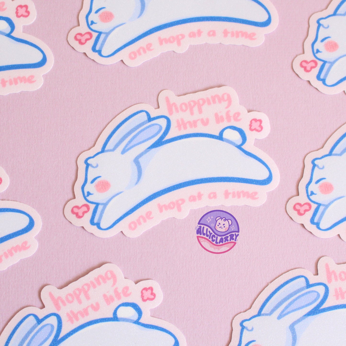 White Rabbit Hop glitter vinyl sticker