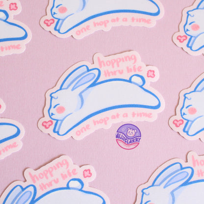 White Rabbit Hop glitter vinyl sticker