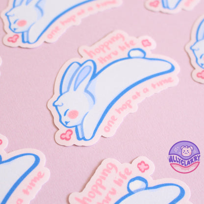 White Rabbit Hop glitter vinyl sticker