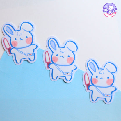 White Rabbit Knife glitter vinyl sticker