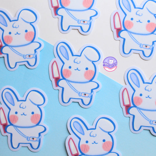 White Rabbit Knife glitter vinyl sticker