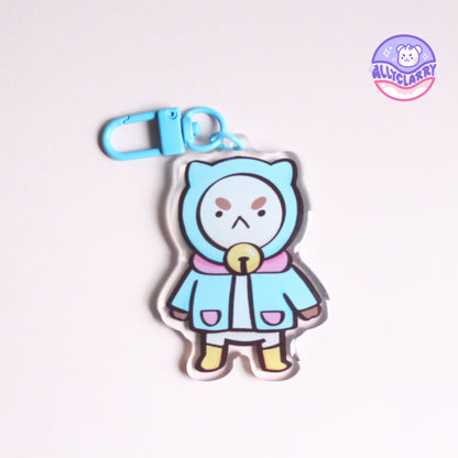 Blue Raincoat Puppycat Acrylic Charm